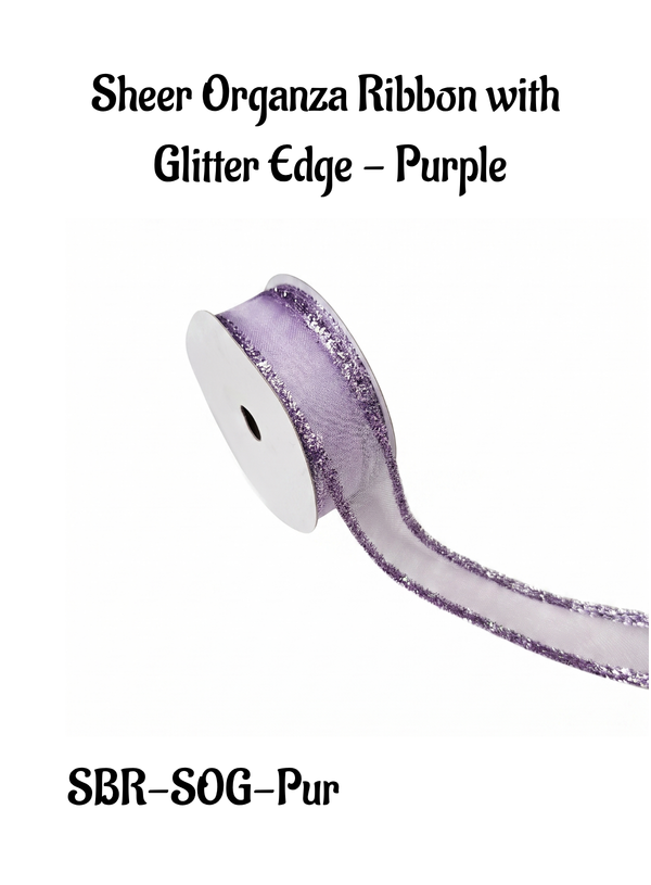 CAKE DECOR™ Sheer Organza Ribbon with Glitter Edge - Purple | 18 Meter ...