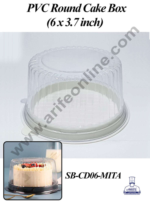 CAKE DECOR™ PVC Round Cake Box | Dessert Packaging - 6 inch (5 Pcs Pack)