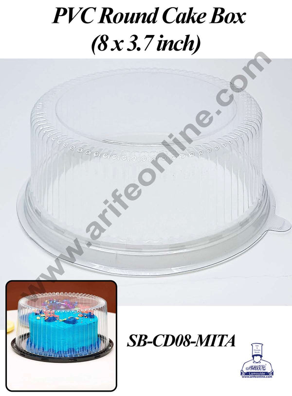 CAKE DECOR™ PVC Round Cake Box | Dessert Packaging - 8 inch (5 Pcs Pack)