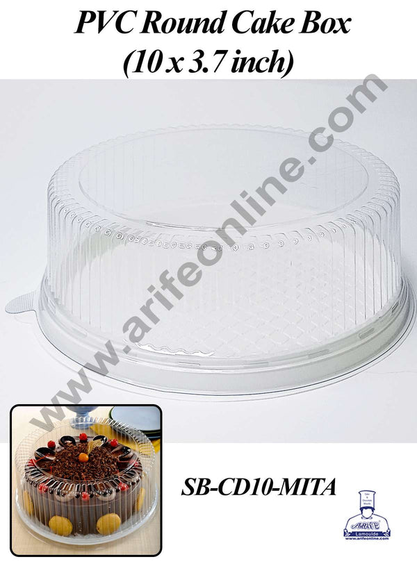 CAKE DECOR™ PVC Round Cake Box | Dessert Packaging - 10 inch (5 Pcs Pack)