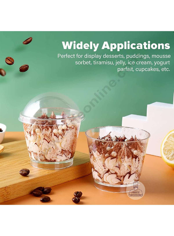 CAKE DECOR™ Simple Transparent Mousse Cups with Lids | Dessert Cups | Pudding Cups | Mini Parfait Cups (Pack of 10)