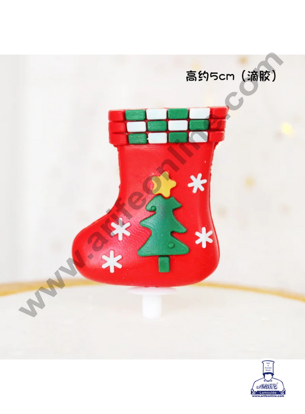 CAKE DECOR™ 5 inch Santa Shoes Cake Topper Rubber Cake Topper - 1 Piece