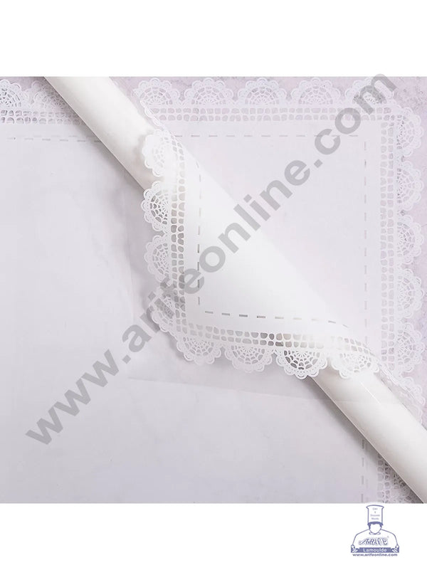 Classic Laced Border Korean Wrapping Sheet | Premium Flower Wrapper (White)- CAKE DECOR™