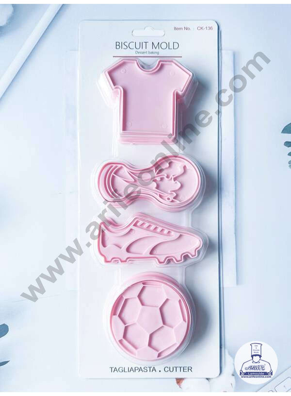 CAKE DECOR™ 4 Pcs Football Theme Plastic Biscuit Cutter 3D Cookie Cutter ( SBCK-136 )
