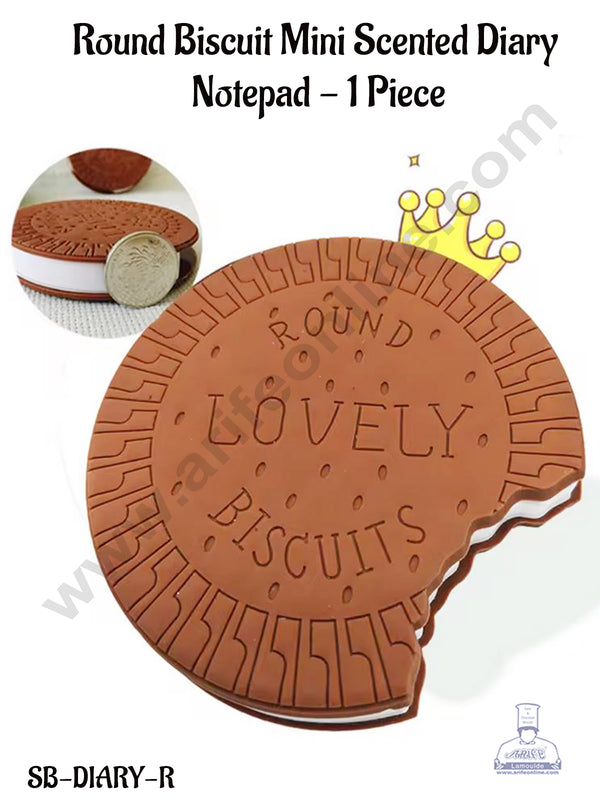 CAKE DECOR™ Round Chocolate Biscuit Mini Scented Diary Or Teacher Notepad - 1 Piece