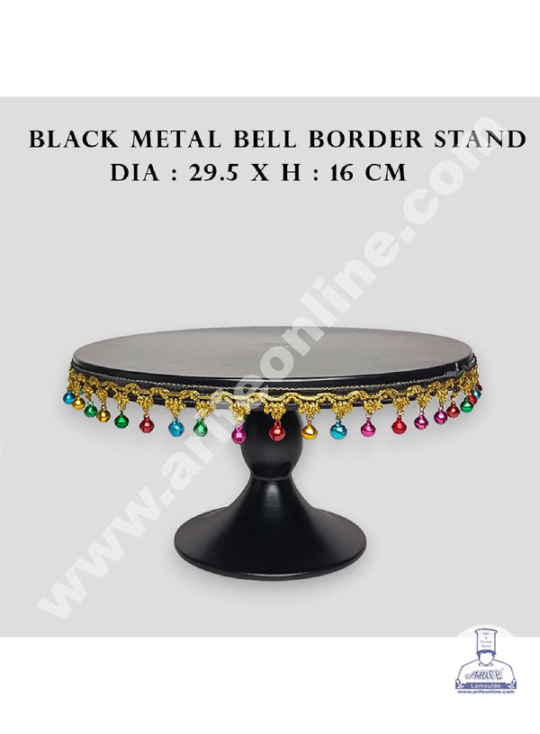 CAKE DECOR™ Black Metal Cake Stand with Small Bells Border | Dessert Stand | Cupcake Stand
