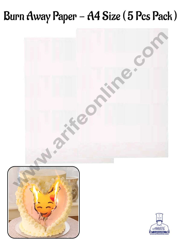 CAKE DECOR™ Trending Burning Paper | Burn Away Paper for Cake Decoration Size: A4 Sheet (5 Pcs Pack) White