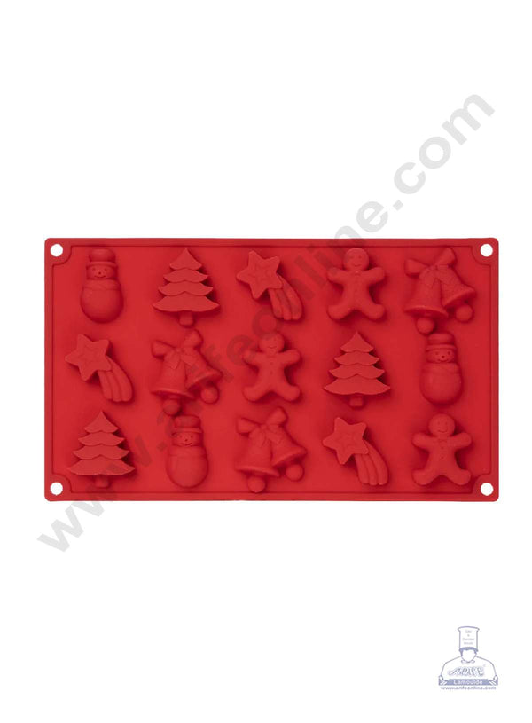 Cake Decor 15-Cavity Christmas Tree,Jingle Bell Chocolate Silicone Mould for Homemade Soap, Cake, Cupcake, Pudding, Jelly, Bread,Soap Ice Cube Tray Mould Mold Shape Silicone Brown Chocolate Moulds