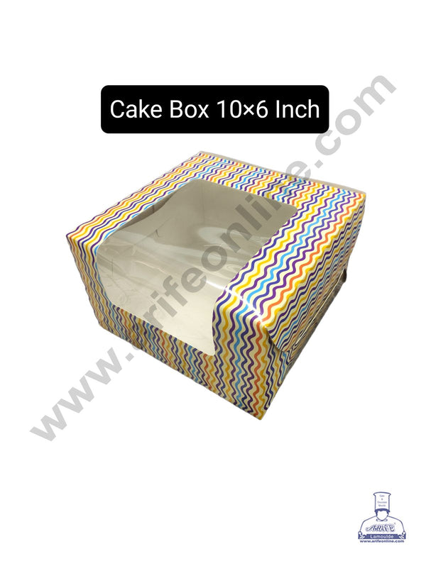Cake Decor 1kg Printed-01 Cake Box Packaging with Clear Display Rectangle Window 10 x 10 x 6 Inch (Pack of 5pcs)