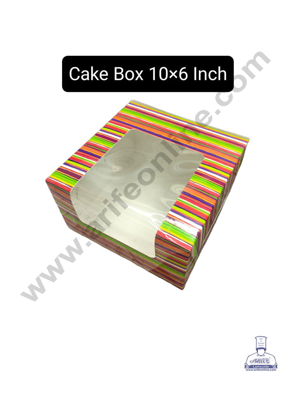 Cake Decor 1kg Printed-03 Cake Box Packaging with Clear Display Rectangle Window 10 x 10 x 6 Inch (Pack of 5pcs)