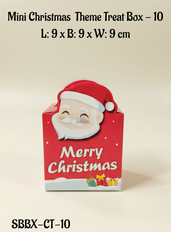 CAKE DECOR™ Mini Christmas Theme Treat Box - 10| L: 9 x B: 9 x W: 9 cm |Gift Box | Candy Box | Cookies Box | Sweet Treats Box| SBBX-CT-10(10 Pcs Pack)
