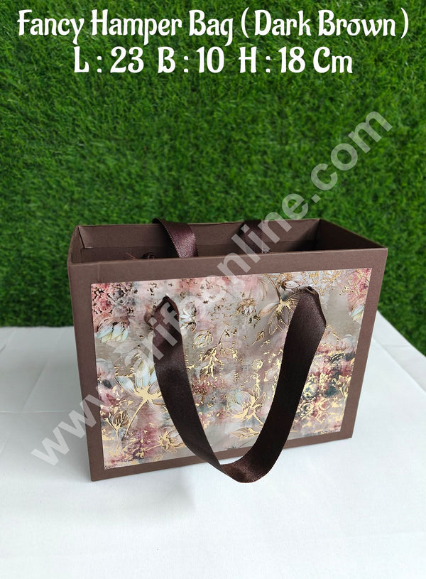 CAKE DECOR™ Dark Brown Fancy Hamper Bag For for Birthday, Wedding, Celebrations, Party, Christmas Gifts (1 Pc Pack)