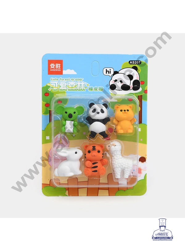 6 Piece Cute Forest Rubber Eraser Topper | Koala, Panda, Rabbit, Sheep, Tiger, Bear  Rubber Cake Topper - CAKE DECOR™