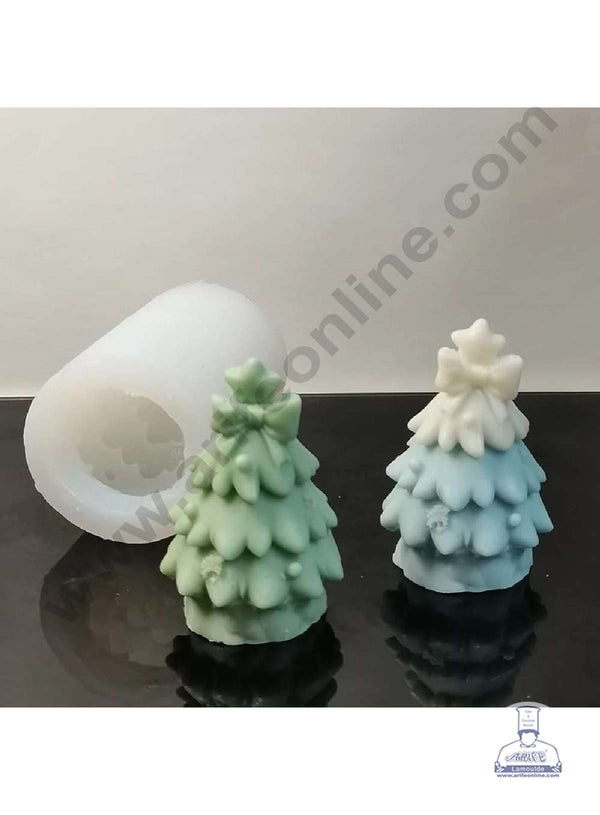 CAKE DECOR™ 3D Silicon 1 Cavity Christmas Tree With Bow Design Silicon Candle Mould, Silicon Soap Mould, Handmade Decorative Soap Ornament Making SBSP-DYF7239