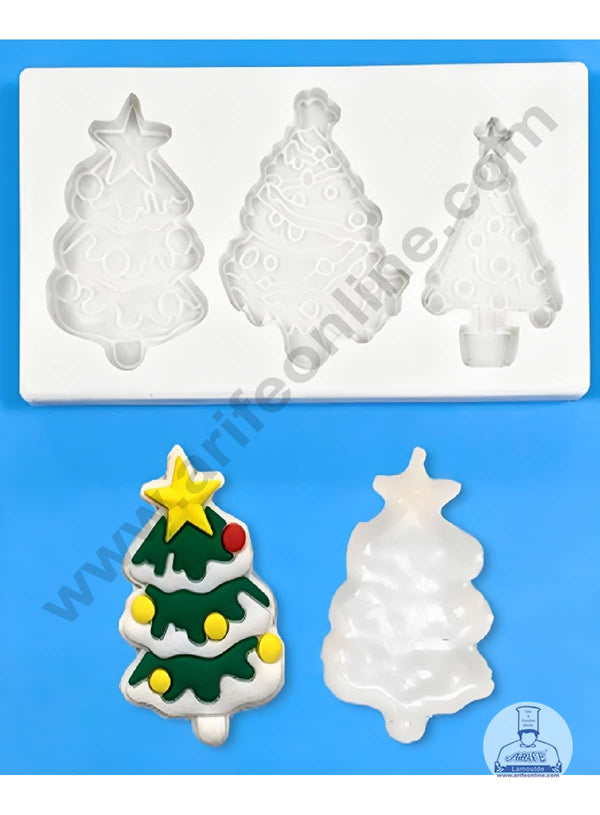 CAKE DECOR™ Silicon 3 Cavity Christmas Tree Silicon Chocolate Mould Jelly Mould SBCM-DYF7255