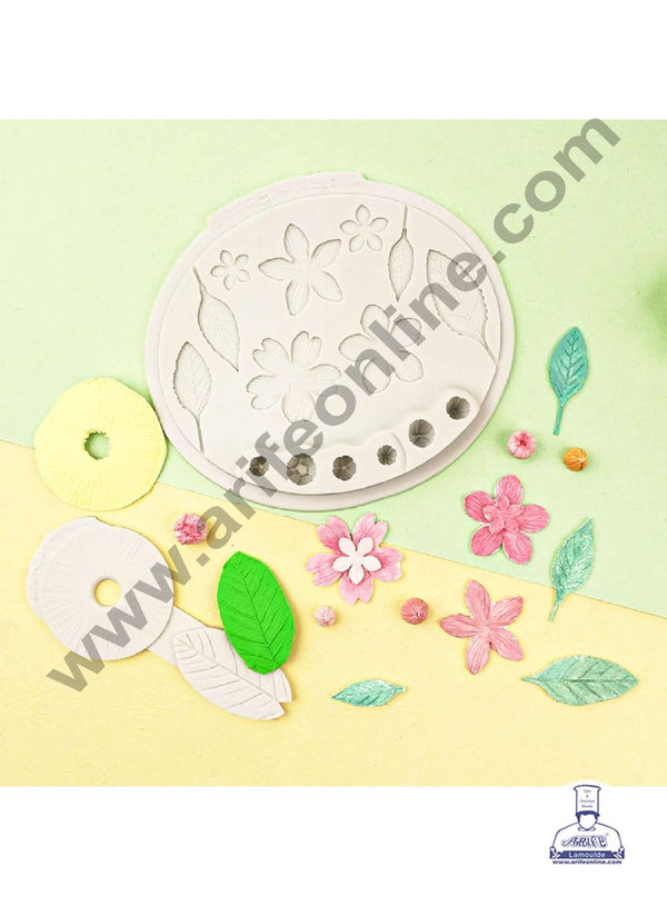 CAKE DECOR™ Silicon 2 Pcs Set of Flowers, Petals, Leaves Silicon Chocolate Mould Jelly Mould SBCM-DYF7270