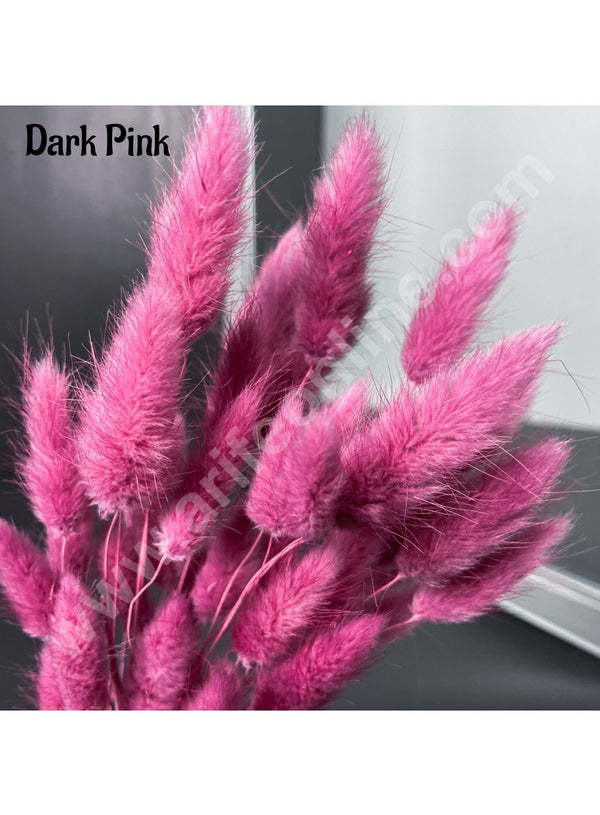 CAKE DECOR™ Dark Pink Color Natural Bunny Tails For Cake Decoration Bouquet Wedding Party Centerpieces Decorative – Dark Pink  (50 pcs pack)