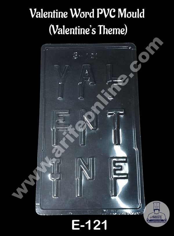 CAKE DECOR™ 9 Cavity Valentine Word Shape PVC Chocolate Mould | Valentine's Theme | E-121 (10 pcs pack)
