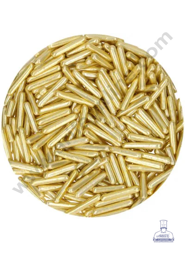 CAKE DECOR™ Sugar Candy - Gold Rod Jimmies Sprinkles and Candy 500 Gms
