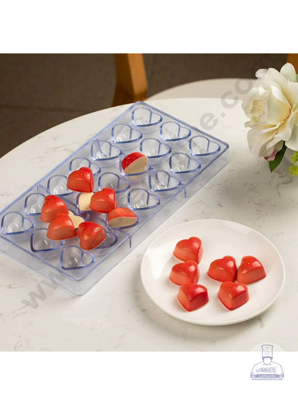 CAKE DECOR™ 21 Cavities Simple Valentine Heart Shaped Polycarbonate Chocolate Mould