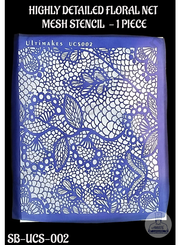 ULTIMAKES HIGHLY DETAILED FLORAL NET  MESH STENCIL  - 1 PIECE