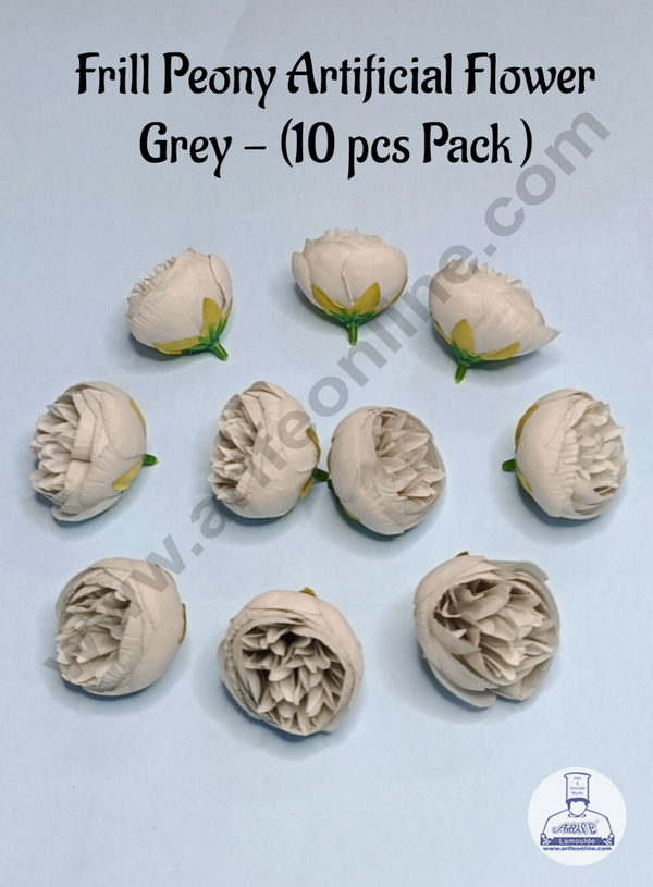 Cake Decor™  Frill Peony Artificial Flower For Cake Decoration – Grey ( 10 pc pack )