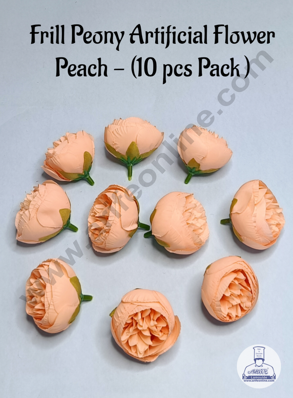 Cake Decor™  Frill Peony Artificial Flower For Cake Decoration – Peach ( 10 pc pack )