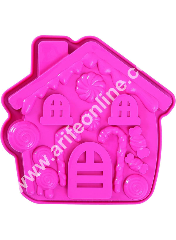 CAKE DECOR™ 1 cavity Gingerbread House Silicone Mould Tray, Christmas Baking Silicone Molds for Chocolate Candy Fondant Gingerbread House