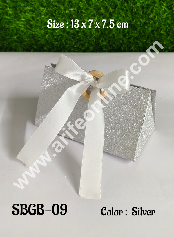 CAKE DECOR™ Goodie Bag For Hampers | Chocolate Box Hamper Box 10 Pcs Pack - Silver (SBGB-09)