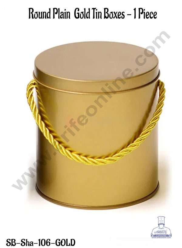 CAKE DECOR™ Round plain Tin Boxes - 1 Piece | Gift Box | Chocolate Box | Jewellery Box |