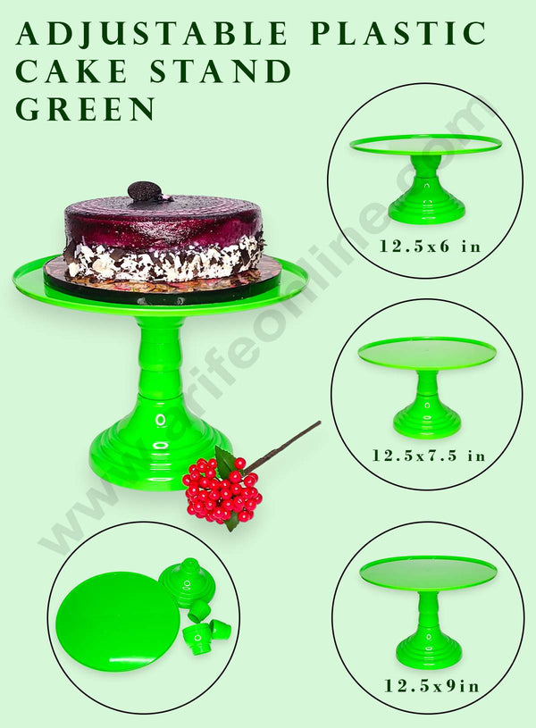 CAKE DECOR™ Adjustable Plastic Cake Stand | Cupcake Stand | Display Stand - Green