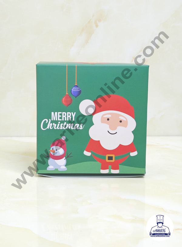 CAKE DECOR™ Fancy Small Merry Christmas Print Box Gift Box | Pastry Box | Candy Box | Cookies Box | Sweet Treats Box - Green (10 Pcs Pack) (SBBX-XMAS-11)