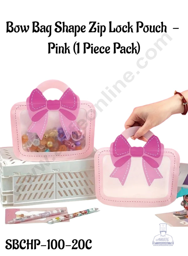 CAKE DECOR™ Bow Bag Shape Zip Lock Pouch (Pink) - 1 Piece Pack (20x19x3 cm) (SBCHP-100-20C)