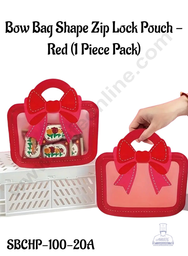 CAKE DECOR™ Bow Bag Shape Zip Lock Pouch (Red) - 1 Piece Pack (20x19x3 cm) (SBCHP-100-20A)