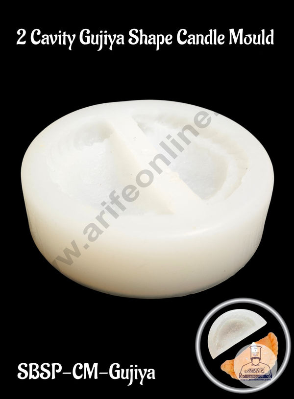 2 cavity Gujiya Shape Silicon Candle Mould - 1 Piece (SBSP-CM-Gujiya) - CAKE DECOR™