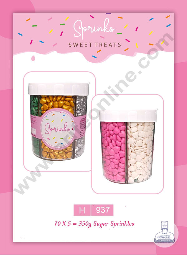 CAKE DECOR™ 5 in 1 Jar Valentine's Theme Sprinkle Sugar Candy ( H-937 )