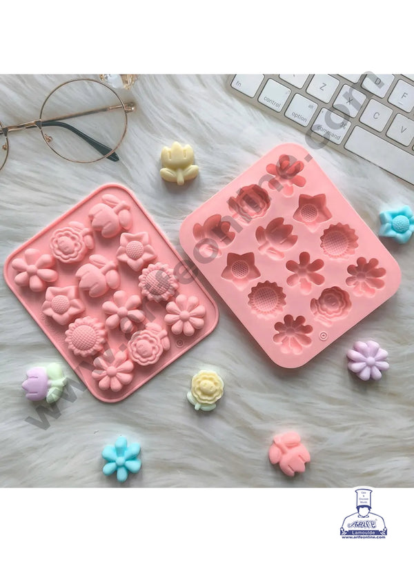 12 Cavity Different Flower Shape Design Mould Chocolate Silicon Mould - CAKE DECOR™