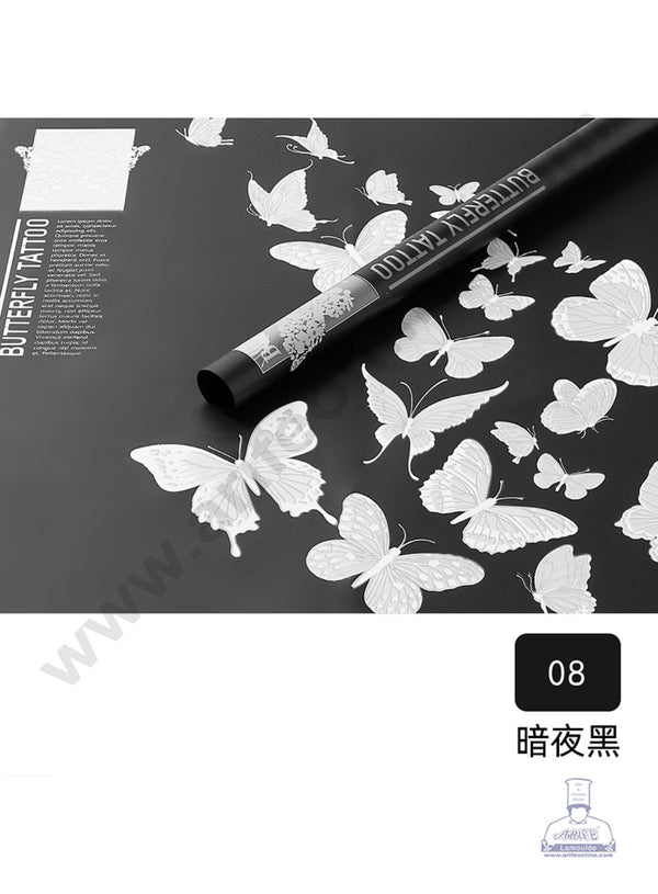 Butterfly Design Korean Wrapping Sheet | Premium Flower Wrapper (Black)- CAKE DECOR™