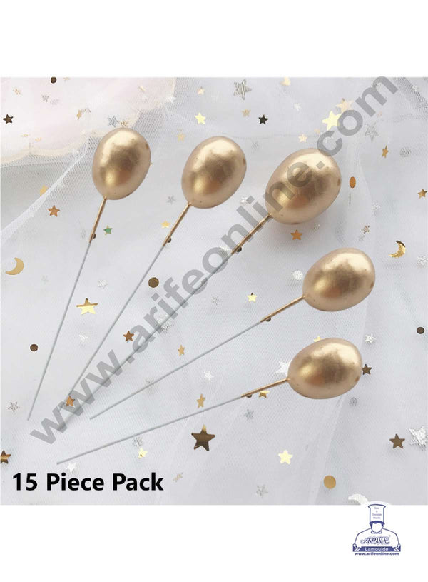 CAKE DECOR™ Gold Balloon Faux Balls Topper For Cake and Cupcake Decoration - ( 15 pcs Pack )