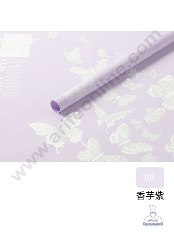 Butterfly Design Korean Wrapping Sheet | Premium Flower Wrapper (Lilac Purple)- CAKE DECOR™