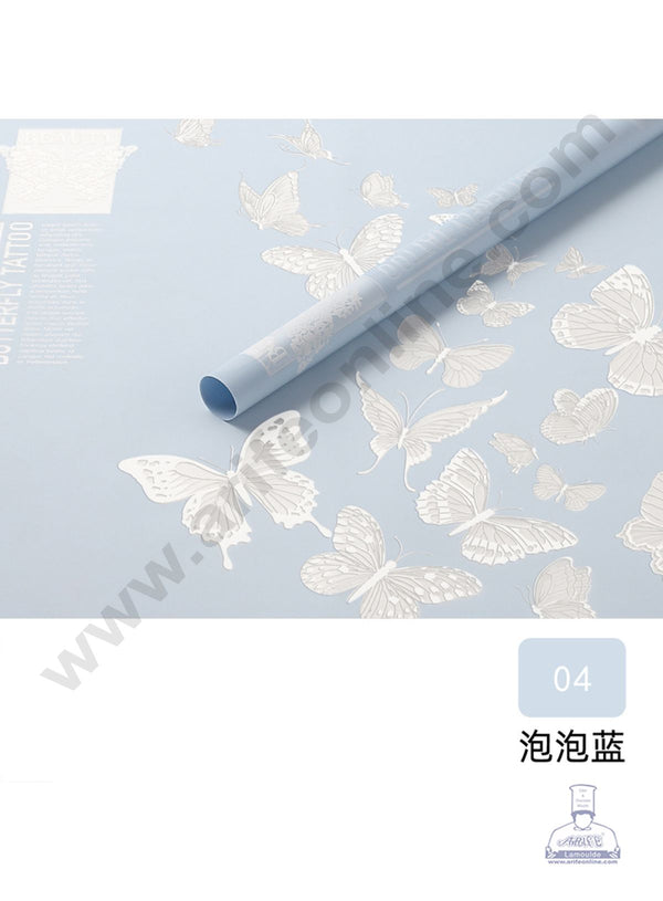 Butterfly Design Korean Wrapping Sheet | Premium Flower Wrapper (Blue)- CAKE DECOR™