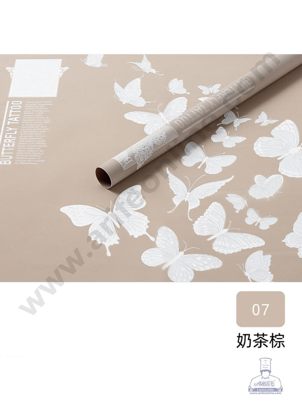 Butterfly Design Korean Wrapping Sheet | Premium Flower Wrapper (Brown)- CAKE DECOR™