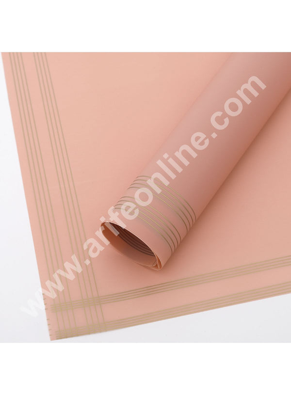 Golden Border Korean Wrapping Sheet | Premium Flower Wrapper (Peach)- CAKE DECOR™