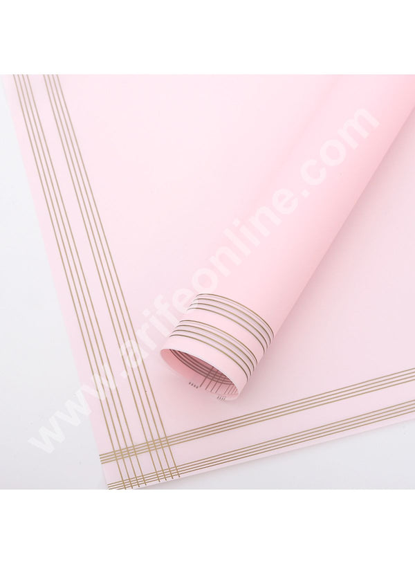 Golden Border Korean Wrapping Sheet | Premium Flower Wrapper (Pink)- CAKE DECOR™