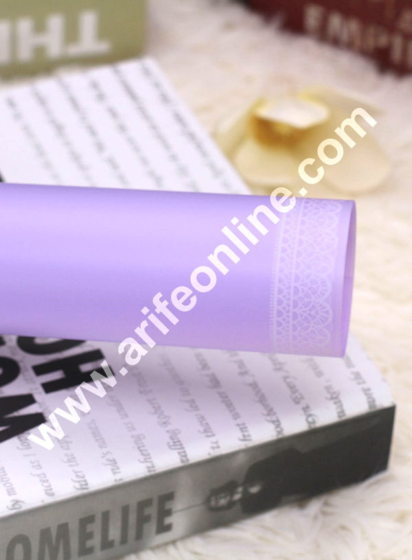 Minimal White Laced Korean Wrapping Sheet | Premium Flower Wrapper (Purple)- CAKE DECOR™