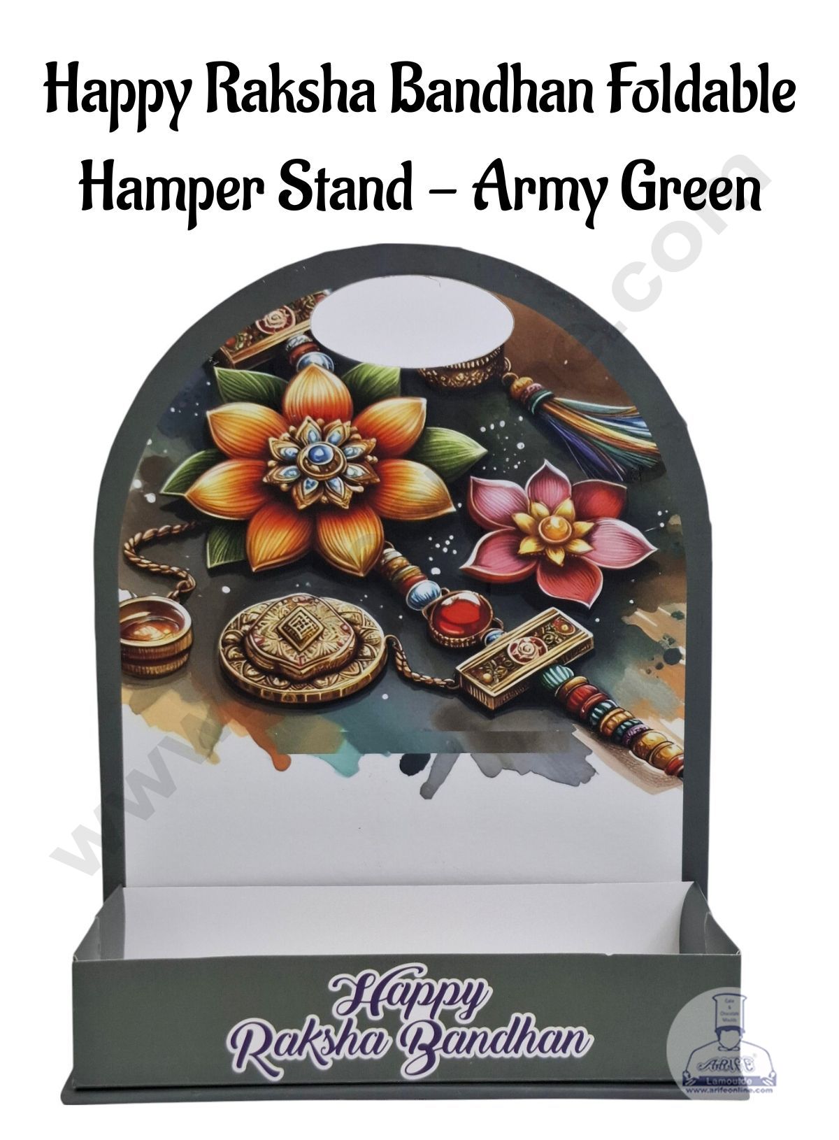 Home Happy Raksha Bandhan Foldable Hamper Stand -Army Green- CAKE DECOR™