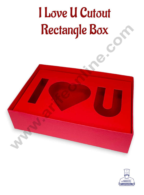 CAKE DECOR™ I Love U Cutout Rectangle Gift Box | Valentine's Day Theme Box | Hamper Box | Present Box