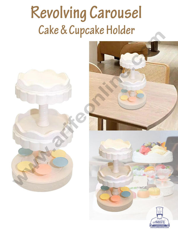 CAKE DECOR™ 3 Layer Rotating Cup Cake And Mini Cake Stand