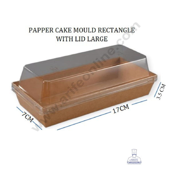 CAKE DECOR™ Rectangle Shape Paper Moulds With Lid - Karft - Large (10 Pcs Pack)