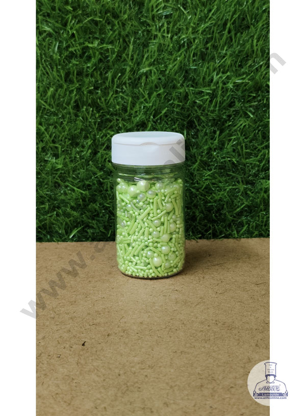 CAKE DECOR™ Sugar Candy - Mix Size Light Green Balls with Vermicelli Candy - 50 gm